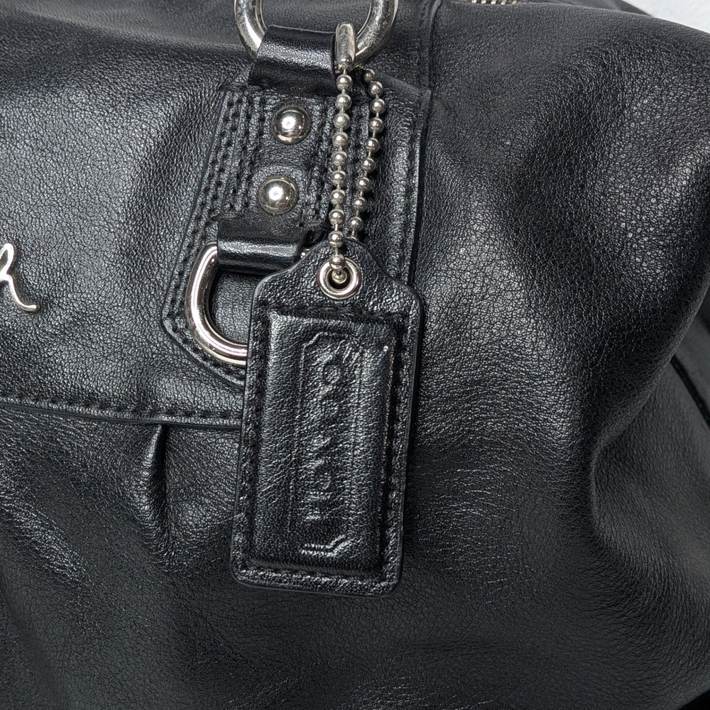 Coach Ashley Convertible Leather Satchel Hand Shoulder Bag Purse Black - Picture 2 of 15